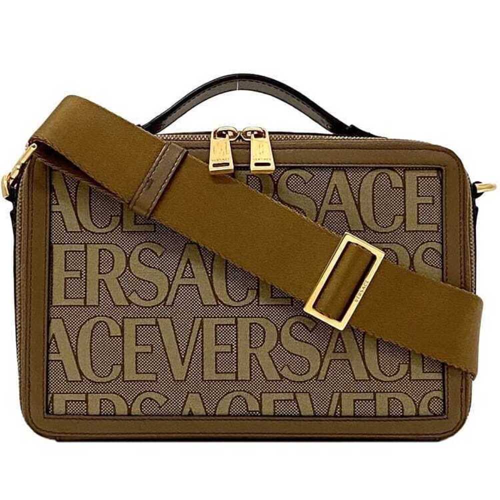 Versace Shoulder Bag Brown Beige Trunk Crossbody Zipper Vanity Top Handle